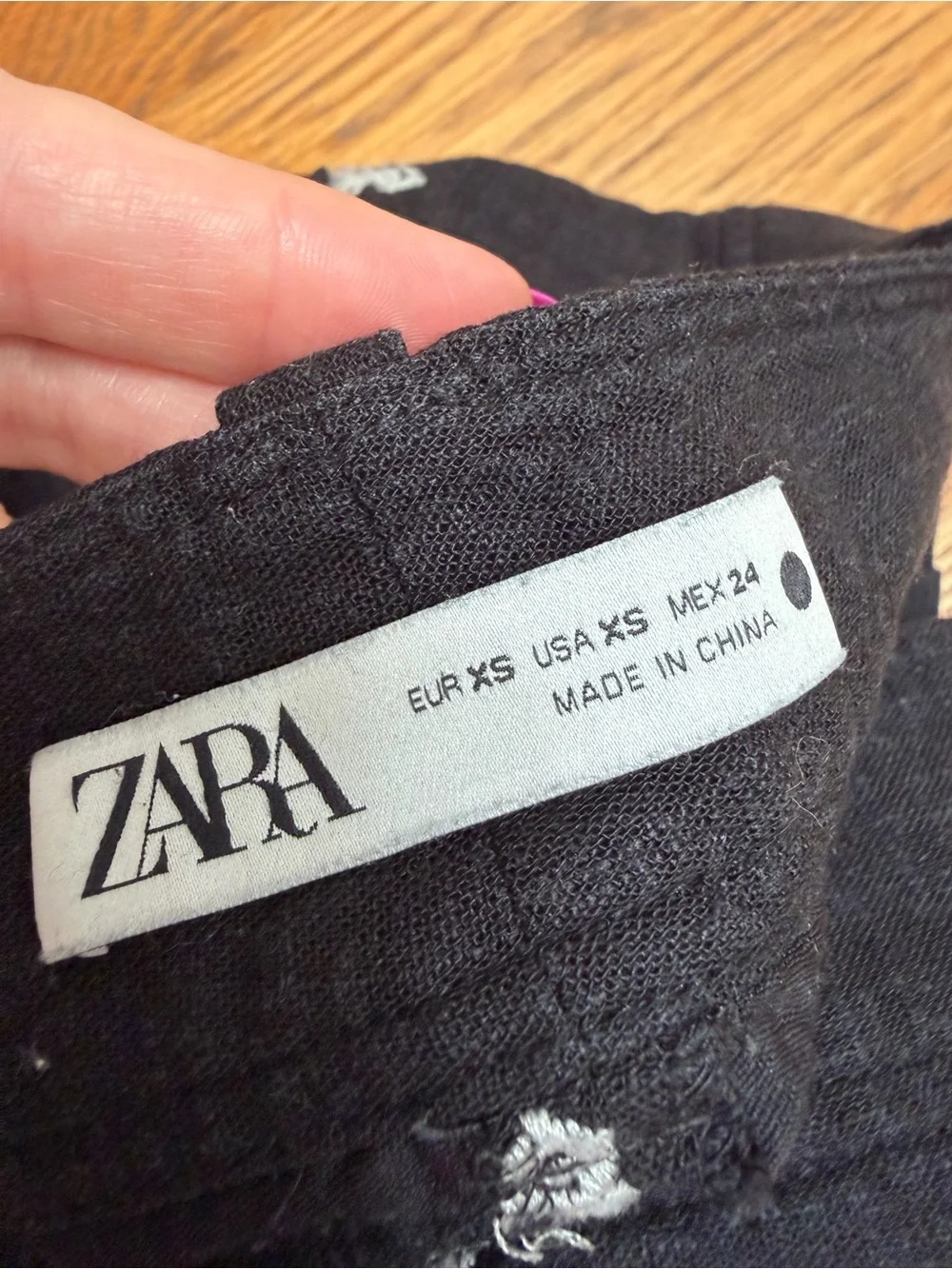Zara Embroidered Black Linen Pants XS